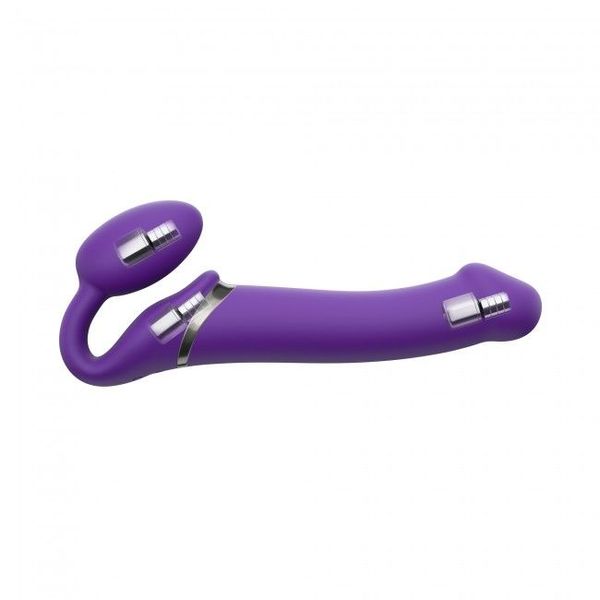 Безремінний страпон з вібрацією Strap-On-Me Vibrating Violet M, діаметр 3,3 см, пульт ДК, регульован SO3825 фото