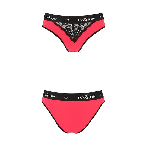 Трусики з широкою гумкою і мереживом Passion PS001 PANTIES red/black, size M SO4168 фото