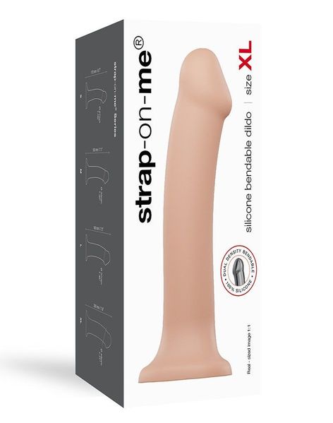 Насадка для страпону Strap-On-Me Dual Density Dildo Flesh XL, діаметр 4,5 см, двошарова, гнучка SO2356 фото