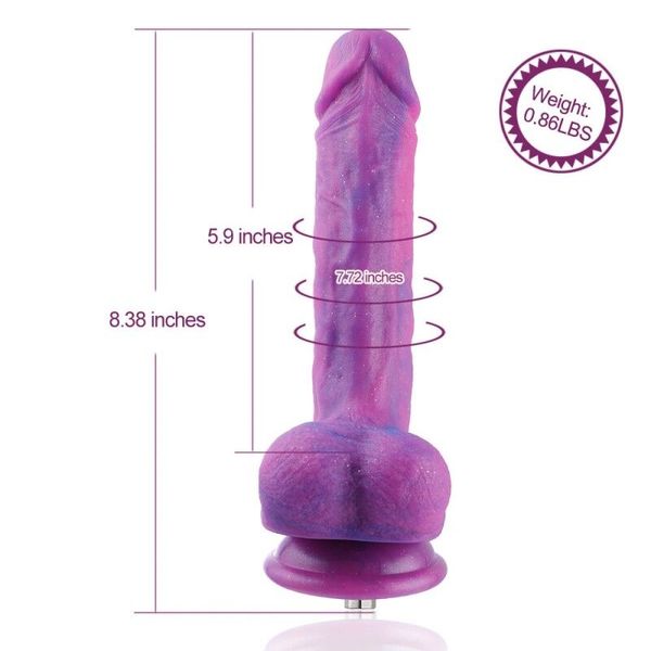 Фалоімітатор 8.2″ з вібрацією для секс-машин Hismith Purple Silicone Dildo with Vibe, KlicLok SO6212 фото