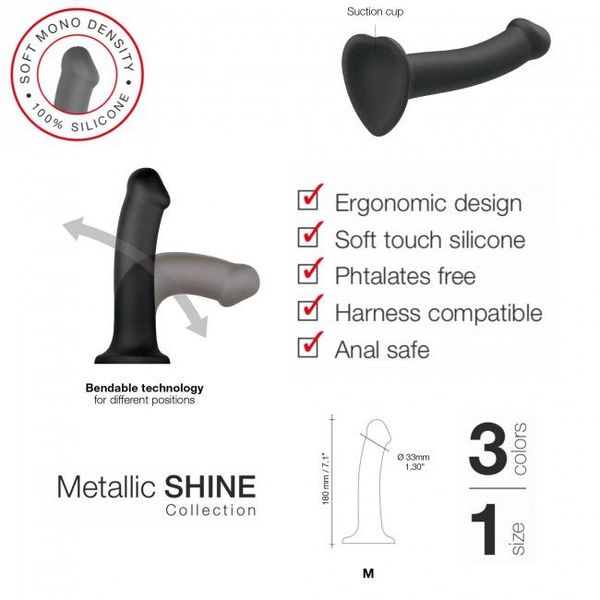 Насадка для страпону Strap-On-Me Mono Density Dildo Violet M, діам. 3,3 см, одношаровий силікон, гну SO3570 фото