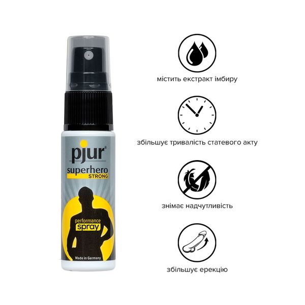 Пролонгувальний спрей pjur Superhero Strong Spray 20 ml, з екстрактом імбиру, всотується в шкіру PJ12920 фото