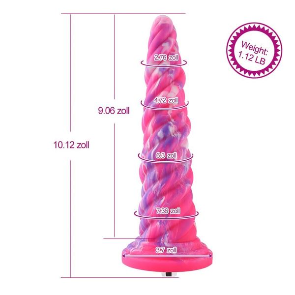 Фантазійний фалоімітатор 10.12″ для секс-машин Hismith Silicone Dildo rose Monster Series, KlicLok SO6215 фото