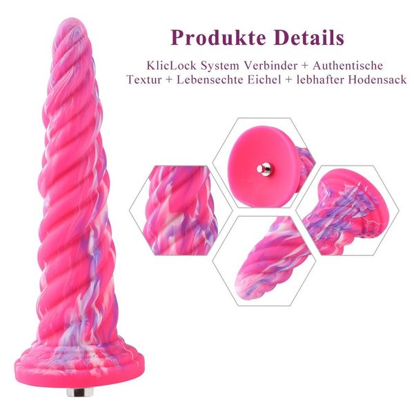 Фантазійний фалоімітатор 10.12″ для секс-машин Hismith Silicone Dildo rose Monster Series, KlicLok SO6215 фото