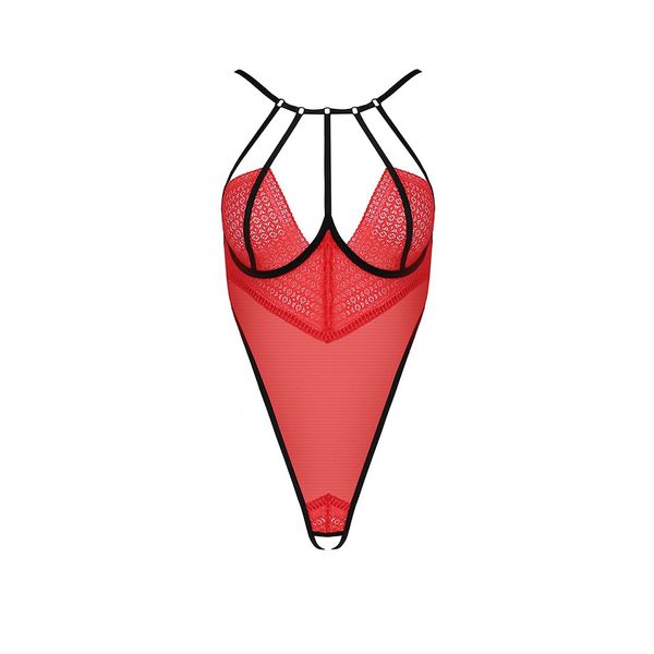 Боді з високим вирізом стегна AKITA BODY red L/XL - Passion Exclusive PS24201 фото