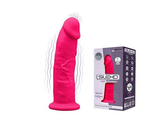 Фалоімітатор з вібрацією SilexD Henry Vibro Pink (MODEL 2 size 7in), двошаровий, діаметр 4,4 см SO5968 фото