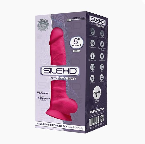 Фалоімітатор з вібрацією SilexD Vetus Vibro Pink (MODEL 1 size 8in), двошаровий, діаметр 4,2см SO4654 фото