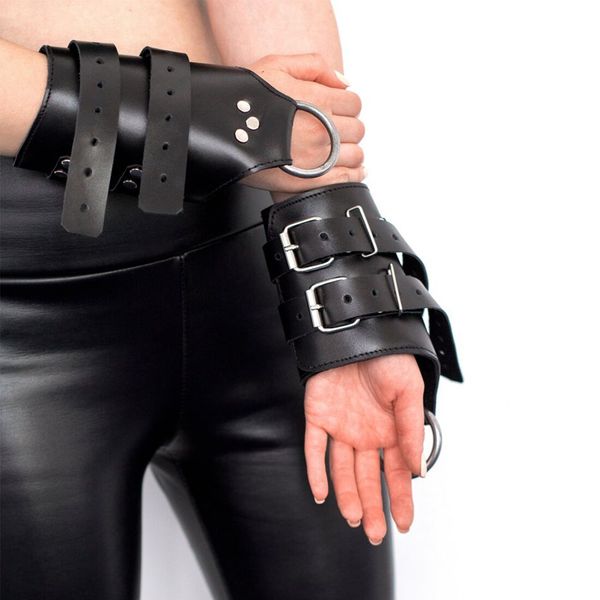 Манжети для підвісу за руки Kinky Hand Cuffs For Suspension з натуральної шкіри, колір чорний SO5183 фото