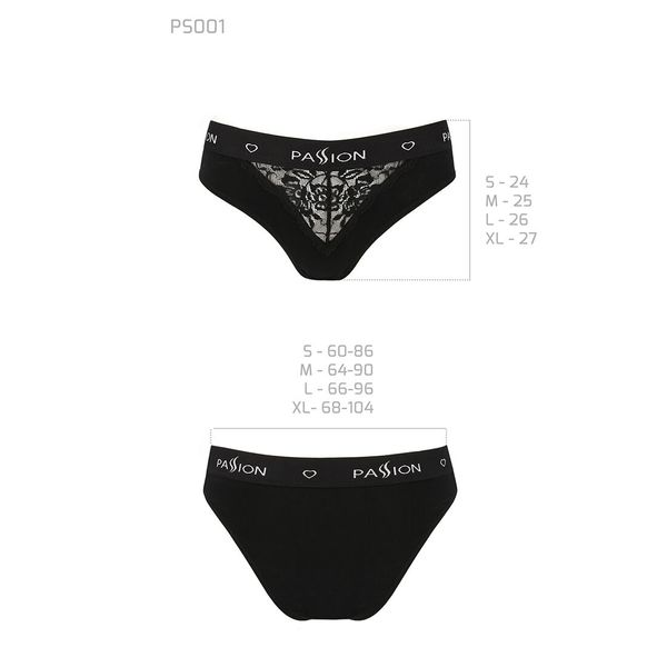 Трусики з широкою гумкою і мереживом Passion PS001 PANTIES black, size XL SO4162 фото