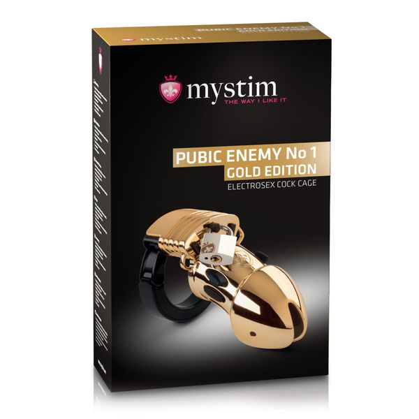 Клітка для члена з електростимуляцією Mystim Pubic Enemy No 1 - Gold Edition SO3809 фото