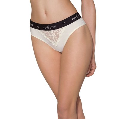 Трусики з широкою гумкою і мереживом Passion PS001 PANTIES ecru, size M SO4164 фото